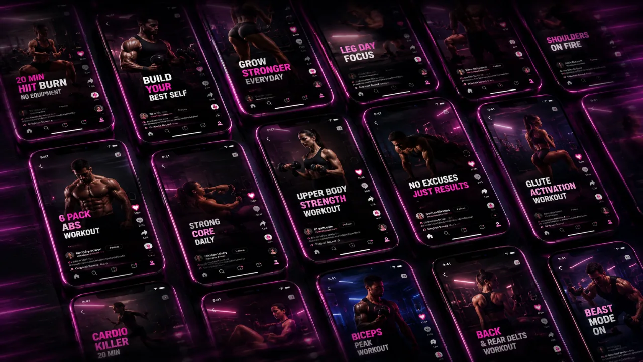 Phones showing viral fitness reels