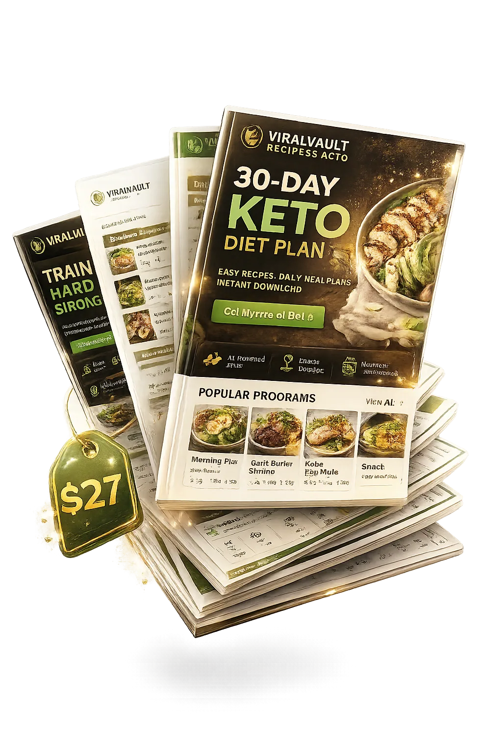 Glossy keto and diet-plan PDF booklets with a price tag
