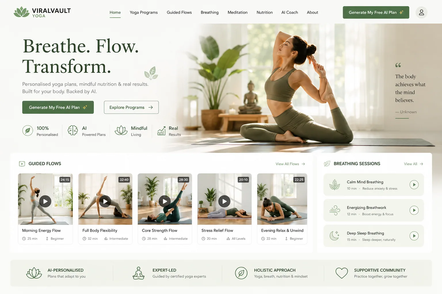 A published Yoga & Mobility website built with ViralVault AI