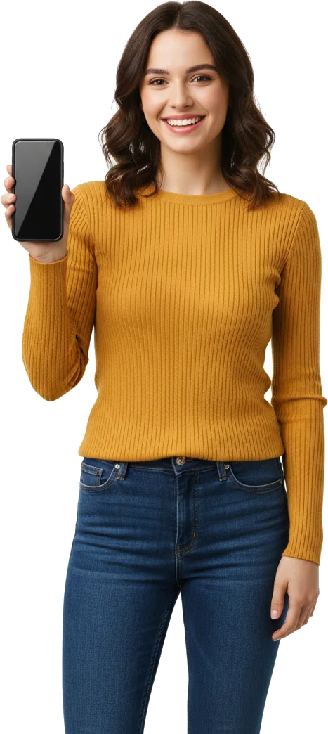 A visitor sharing a ViralVault AI site from her phone